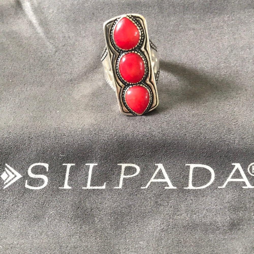 Silpada Elongated Red Coral Ring